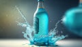 summer cocktail in a water splash bottle, light blue background, generative AI Royalty Free Stock Photo