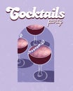 Summer cocktails party banner invitation flyer card template vector illustration