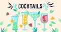 Summer cocktails and smoothie bar banner template.