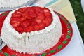 Summer coffe party with strawberry cake