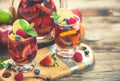 Summer Cold Cocktail, Sangria Drink With Fruit
