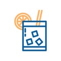 Summer cold drink thin line icon. Vector illustration with a glass of drink Royalty Free Stock Photo