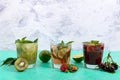 Summer cold drinks with fresh fruits, berries and mint. Royalty Free Stock Photo