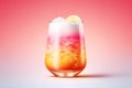 Summer cold low alcohol drink cocktail with ice on pink gradient background Royalty Free Stock Photo