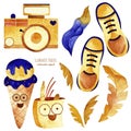 Travel watercolor clipart