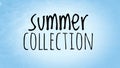 Summer collection text word written in blue paper background grunge texture, summer collection template design Royalty Free Stock Photo