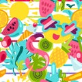 Summer color seamless cartoon pattern