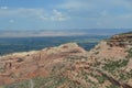 Summer in Colorado National Monument: Rim Rock Drive, Fruita Canyon, Grand Valley and the Book Cliffs Seen From Fruita Canyon View Royalty Free Stock Photo