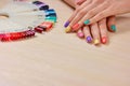 Summer colores female manicure. Royalty Free Stock Photo