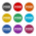 Summer is coming button color set isolated on white background Royalty Free Stock Photo