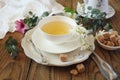 Summer composition: Romantic tea drinking with jasmine green tea
