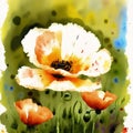 Summer concept. Beautiful watercolor Poppies. A radiant Poppies. Natures Beauty. Generative AI