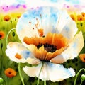 Summer concept. Beautiful watercolor Poppies. A radiant Poppies. Natures Beauty. Generative AI