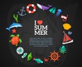 Summer concept. Flat icons arrange in the form of