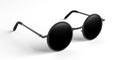 Sunglasses round metallic with black lens, side view, isolated on a white background, 3d illustration