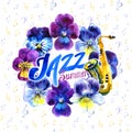 Summer concert Jazz and Blues music festival. Poster background template. Royalty Free Stock Photo