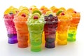 Summer cool slush or smoothie iced fruit juice glass jars for refreshing healthy chilled drinks