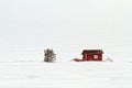 Little Red Hut In A Snow Storm Royalty Free Stock Photo