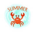 Summer Crab Oceanic Underwater Cartoon Animal