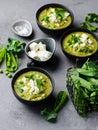 Summer cream soup with green, fresh peas