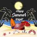 Summer cricket poster. Happy summer night Royalty Free Stock Photo