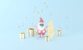 summer with a cute 3D rendering Santa Claus in a diving suit, capturing the pastel magic of holiday surf travel. Enjoy a special