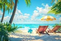 summer 3d background Travel and Vacation Poster Design with Beach Elements Royalty Free Stock Photo