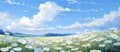 summer daisy field under a blue sky Royalty Free Stock Photo