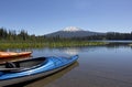 Summer Day Colorful Kayaks On Hosmer Lake Oregon Royalty Free Stock Photo