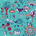 Summer day elements set. stock . cartoon seamless pattern