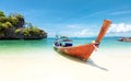 Summer day on exotic beach of tropical island. Thailand tourism