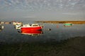 A summer day in french brittany. A small fishing boat is floating. Royalty Free Stock Photo