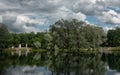 summer day on the lake in the park