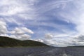 Summer day landscape with river, forest and cloudy sky Royalty Free Stock Photo