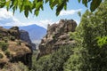 Summer day the Monastery of Varlaam in the Meteora Eastern Orthodox monasteries complex in Kalabaka, Trikala, Thessaly Royalty Free Stock Photo