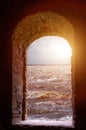 Sea landscape through stone window Royalty Free Stock Photo