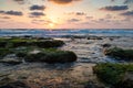 Summer  day sunset on the Mediterranean coast in Nahariyya city in Israel Royalty Free Stock Photo