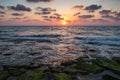 Summer  day sunset on the Mediterranean coast in Nahariyya city in Israel Royalty Free Stock Photo