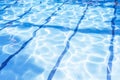 Summer day at swimming pool. Background and texture concept. Ripple Water in swimming pool with sun reflection.