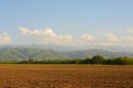 Almaty countryside landscape with plown fields