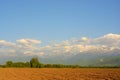 Almaty countryside landscape with plown fields