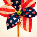 Summer decoration pinwheel American flag with green apple. AI Image