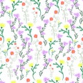 Summer, delicate, wild flowers, pastel color, floral seamless pa