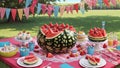 Summer Delights Elevate National Watermelon Day with Colorful Watermelon Napkins.AI Generated