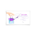 Summer design, business gift card - hand holding a bag full of flowers