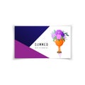 Summer design, business gift card - hand holding a cup full of flowers