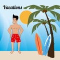 Summer design over beachscape background vector illustration Royalty Free Stock Photo