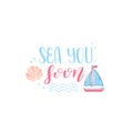 Summer design sticker with tropical beach elements