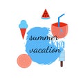 Summer design on white. Summer vacation design Banner template.