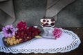 Summer dessert with raspberries. Royalty Free Stock Photo